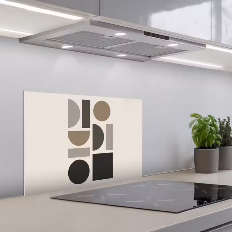 Natuurlijke tinten - Grafisch - Verticale compositie keuken achterwand spatscherm klein -3d_schuin