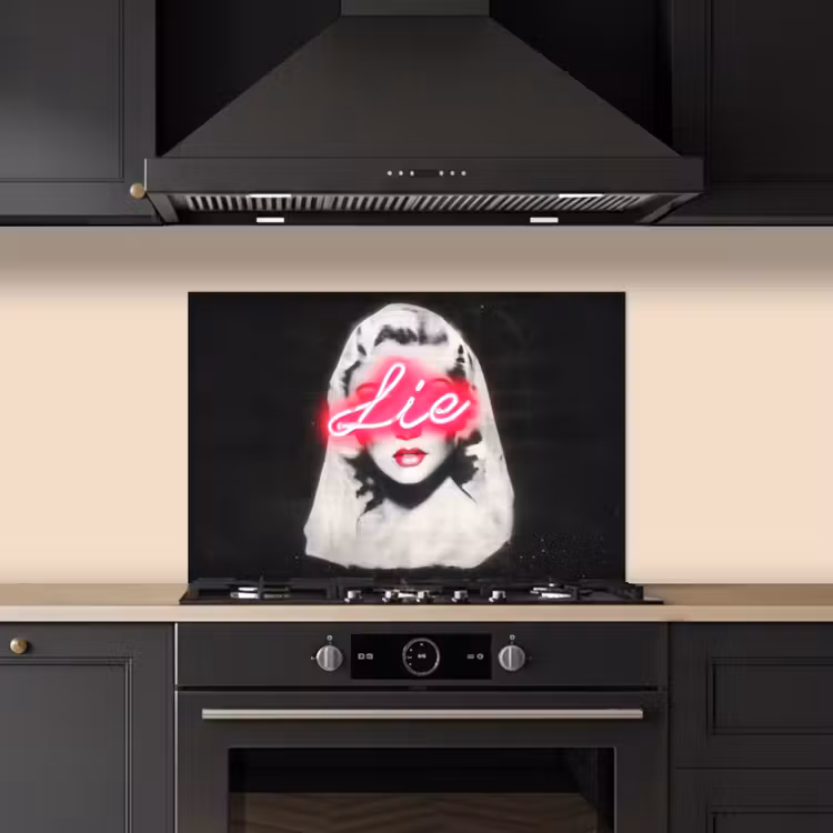 Neon - Letters - Vintage - Vrouw keuken achterwand spatscherm klein -sfeer1