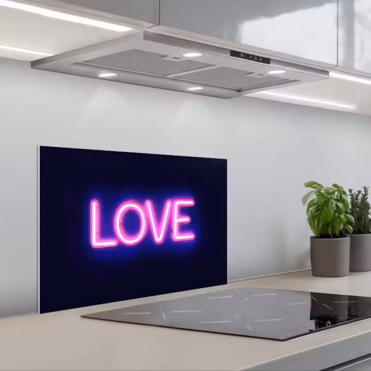 Neon - Love - Valentijn keuken achterwand spatscherm klein -3d_schuin