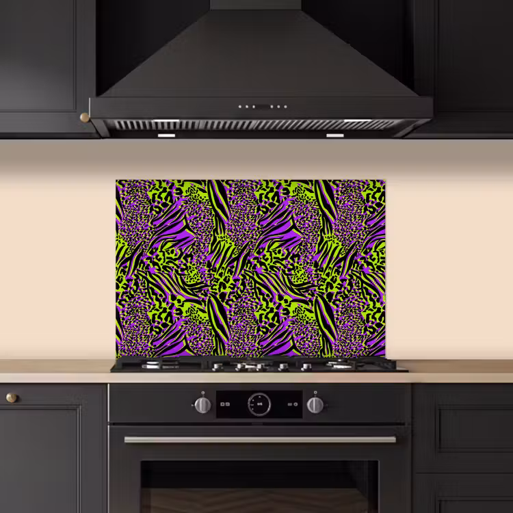Neon - Paars - Dieren - Patroon keuken achterwand spatscherm klein 900 -sfeer1