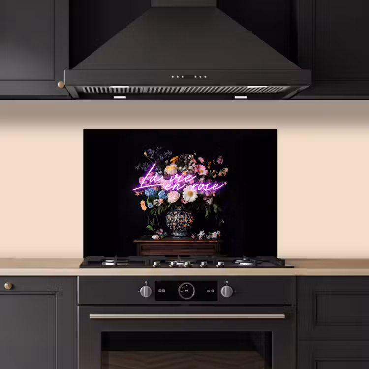 Neon - Vaas - Bloemen keuken achterwand spatscherm klein -sfeer1