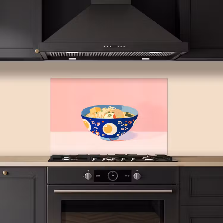 Noodles - Kom - Blauw - Illustratie keuken achterwand spatscherm klein -sfeer1