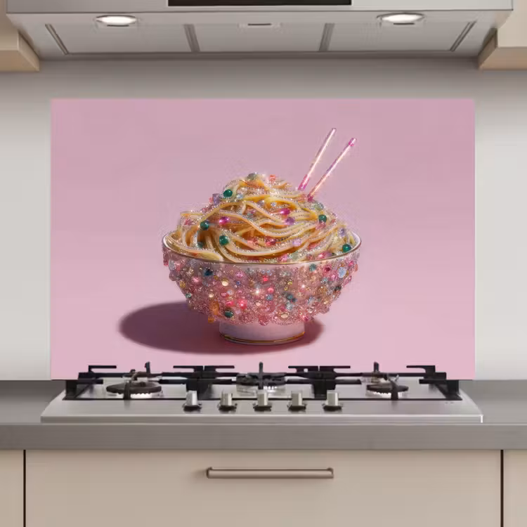 Noodles - Edelstenen - Stokjes - Roze keuken achterwand spatscherm klein -3d_website