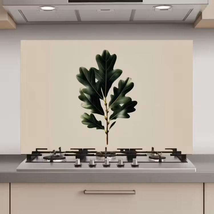 Eikenbladeren - Beige - Groen - Golvende randen keuken achterwand spatscherm klein -3d_website