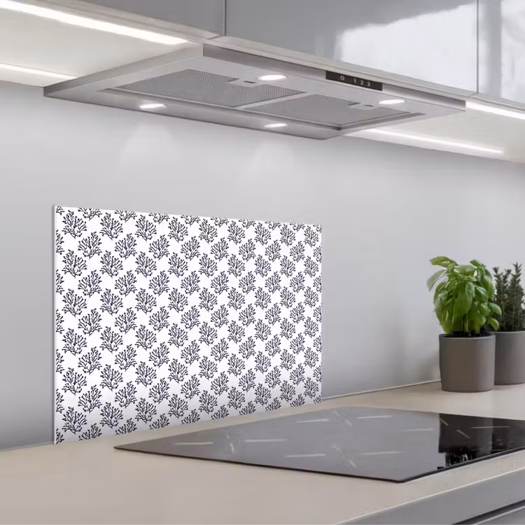 Oceaan - Koraal - Blauw - Wit keuken achterwand spatscherm klein 900 -3d_schuin