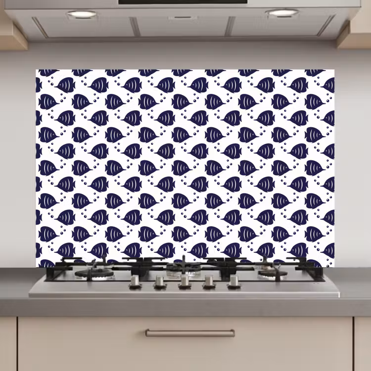 Oceaan - Vis - Blauw - Wit keuken achterwand spatscherm klein 900 -3d_website