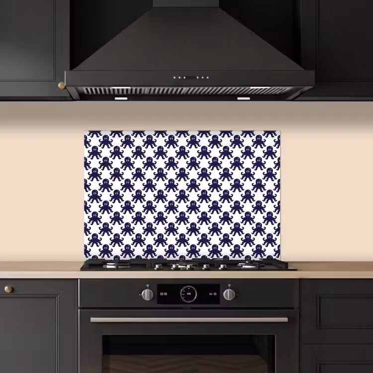 Oceaan - Octo - Blauw - Wit keuken achterwand spatscherm klein 900 -sfeer1