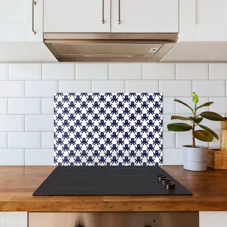 Oceaan - Octo - Blauw - Wit keuken achterwand spatscherm klein 900 -sfeer2