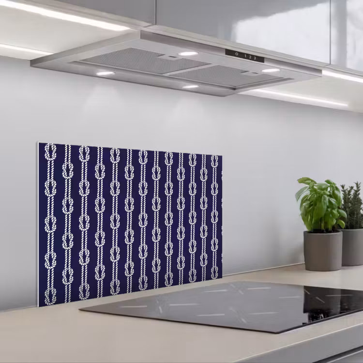Oceaan - Touw - Blauw - Wit keuken achterwand spatscherm klein 900 -3d_schuin