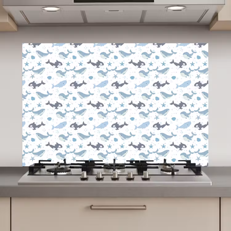 Oceaan - Walvis - Orka - Blauw keuken achterwand spatscherm klein 900 -3d_website
