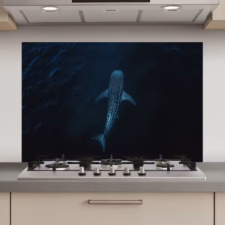 Oceaan - Walvishaai - Donkerblauw - Vlekken keuken achterwand spatscherm klein -3d_website