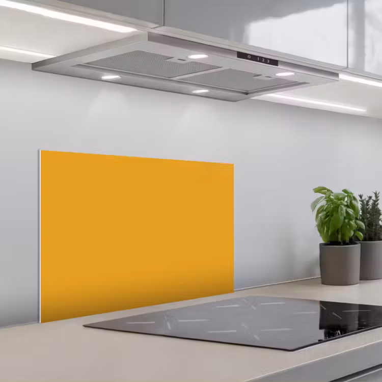 Okergeel - Herfst - Interieur keuken achterwand spatscherm klein 900 -3d_schuin