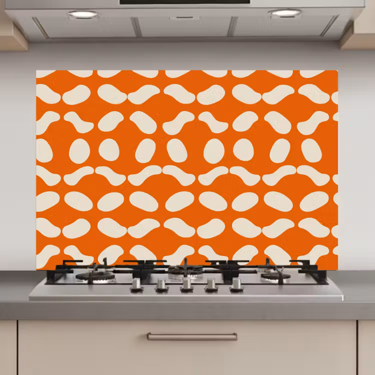 Oranje - Organische vormen - Wit keuken achterwand spatscherm klein 900 -3d_website