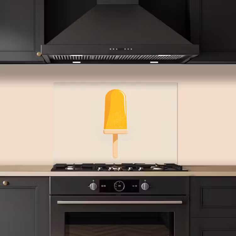 Oranje - Stokje - Waterijsje keuken achterwand spatscherm klein -sfeer1