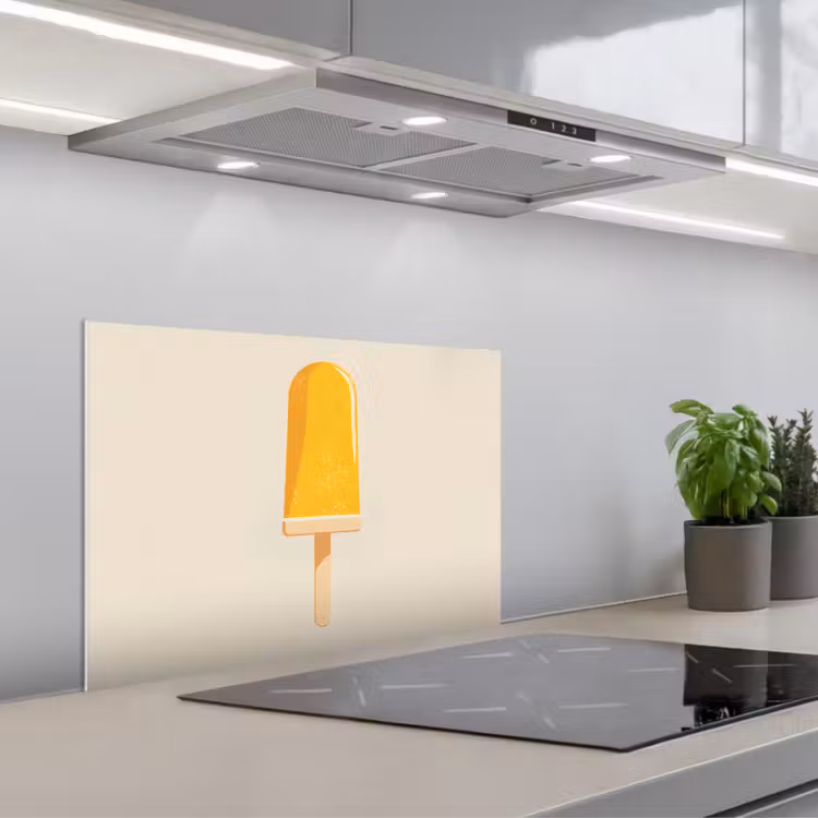 Oranje - Stokje - Waterijsje keuken achterwand spatscherm klein -3d_schuin