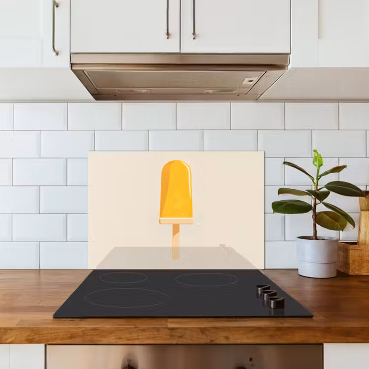 Oranje - Stokje - Waterijsje keuken achterwand spatscherm klein -sfeer2