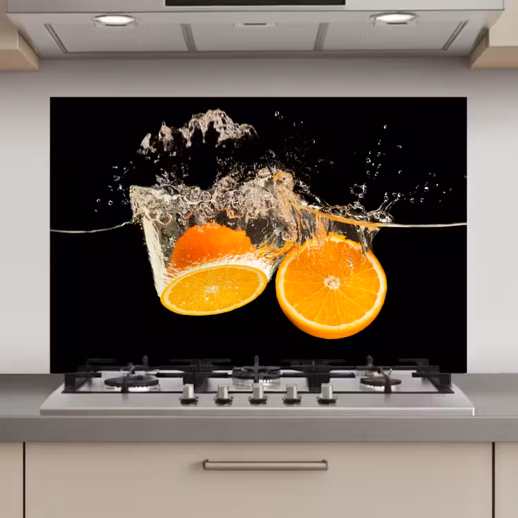 Sinaasappel - Stilleven - Water - Zwart - Fruit keuken achterwand spatscherm klein -3d_website