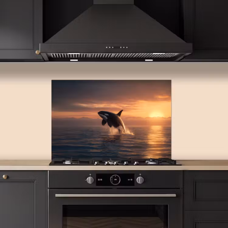 Orka - Zee - Zonsondergang keuken achterwand spatscherm klein -sfeer1