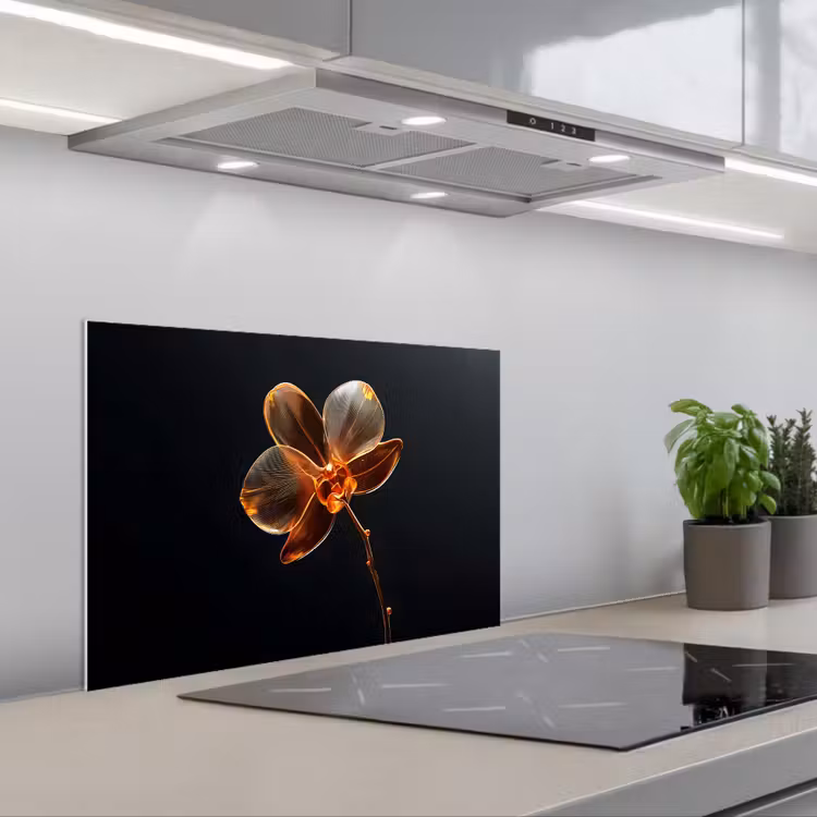 Orchidee - Doorzichtig - Bloem keuken achterwand spatscherm klein -3d_schuin