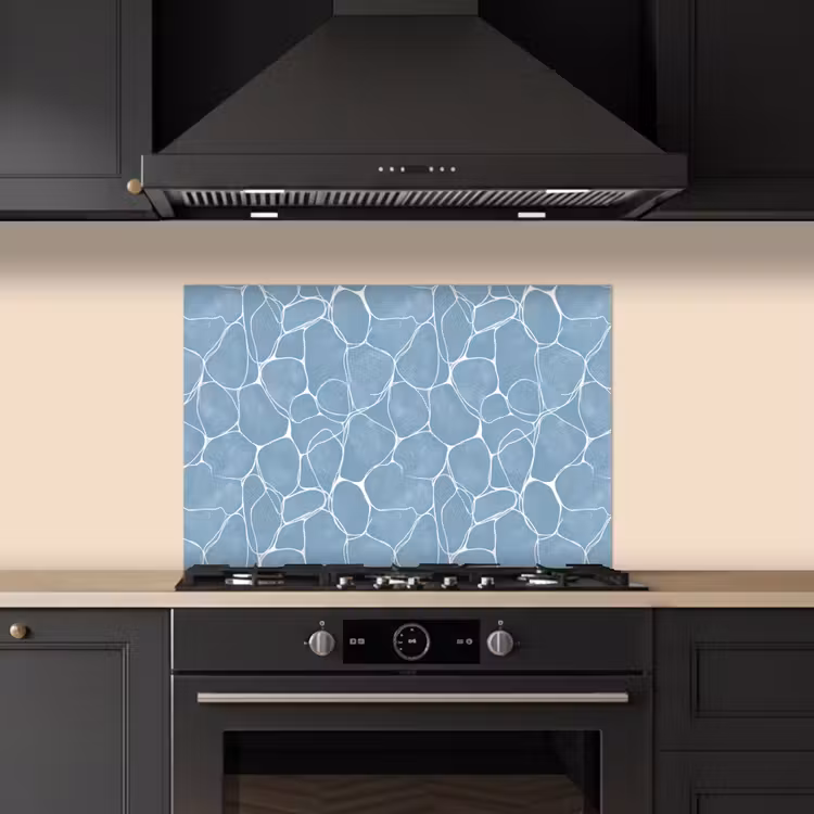 Organisch - Patroon - Blauw keuken achterwand spatscherm klein 900 -sfeer1