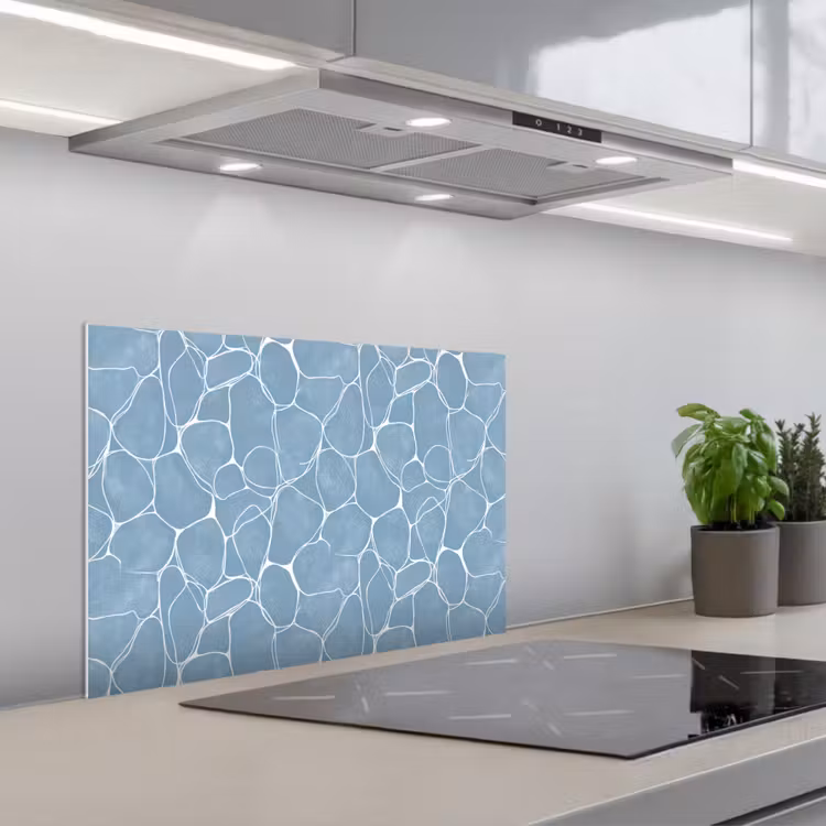 Organisch - Patroon - Blauw keuken achterwand spatscherm klein 900 -3d_schuin