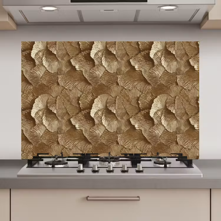 Organisch - Patroon - Bladeren - Goud keuken achterwand spatscherm klein 900 -3d_website