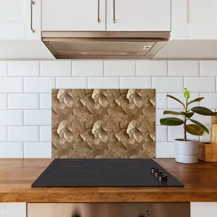 Organisch - Patroon - Bladeren - Goud keuken achterwand spatscherm klein 900 -sfeer2