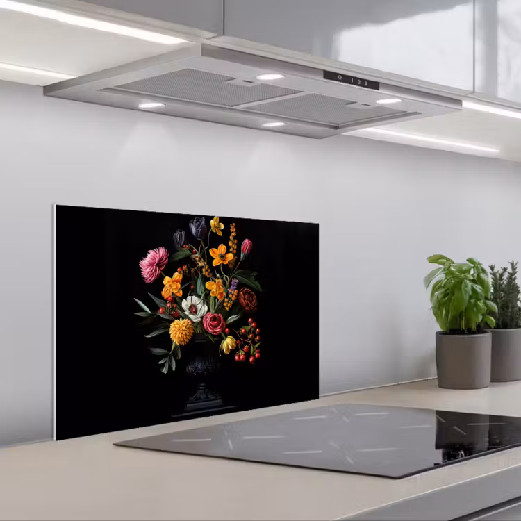 Sierlijk - Boeket - Bladeren keuken achterwand spatscherm klein -3d_schuin