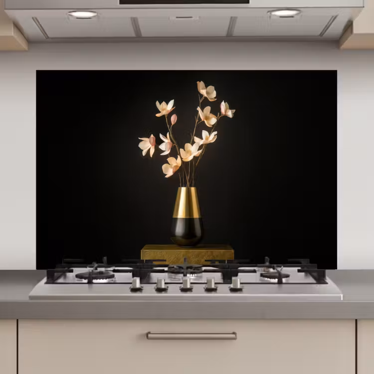 Sierlijk - Boeket - Goud - Vaas keuken achterwand spatscherm klein -3d_website