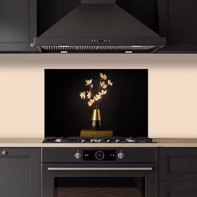 Sierlijk - Boeket - Goud - Vaas keuken achterwand spatscherm klein -sfeer1