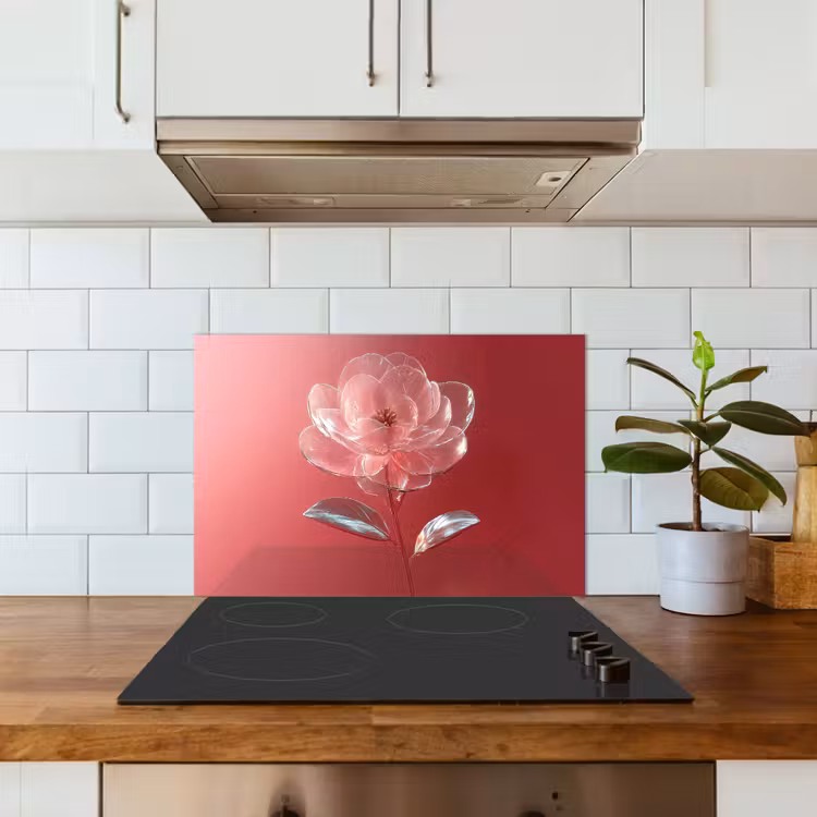 Sierlijk - Bloem - Roze - Glazen keuken achterwand spatscherm klein -sfeer2