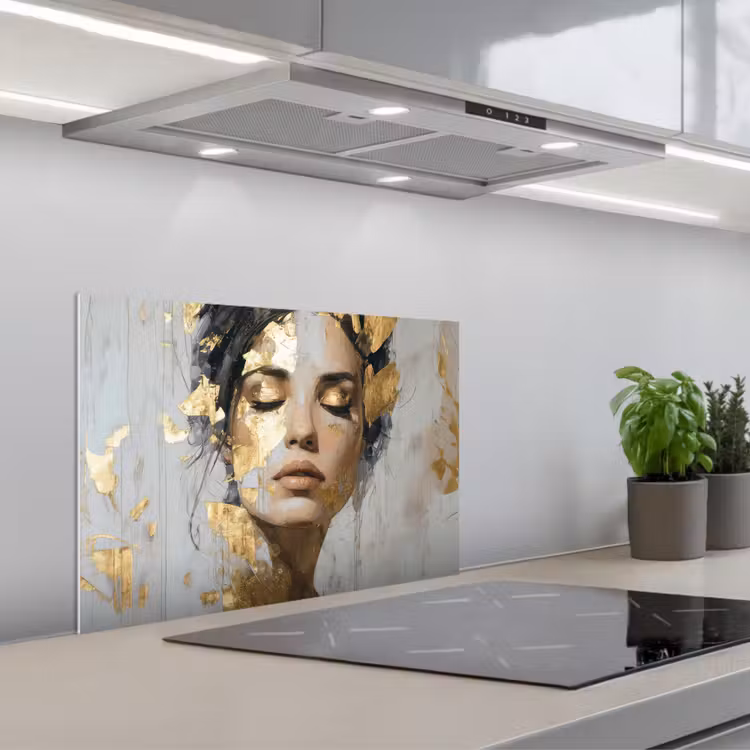 Sierlijk - Vrouw - Goud - Ogen keuken achterwand spatscherm klein -3d_schuin
