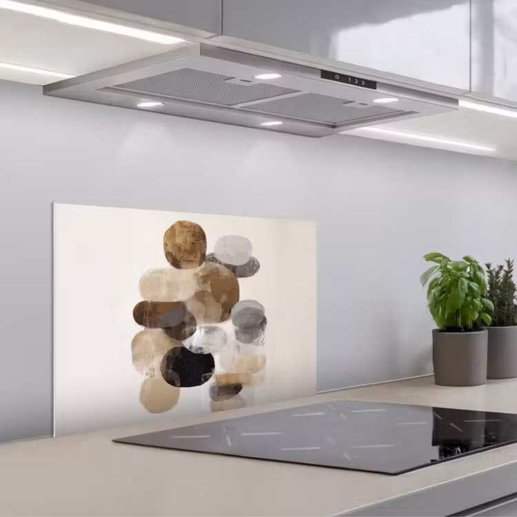 Ovaal - Kleurvlakken - Penseelstreken keuken achterwand spatscherm klein -3d_schuin