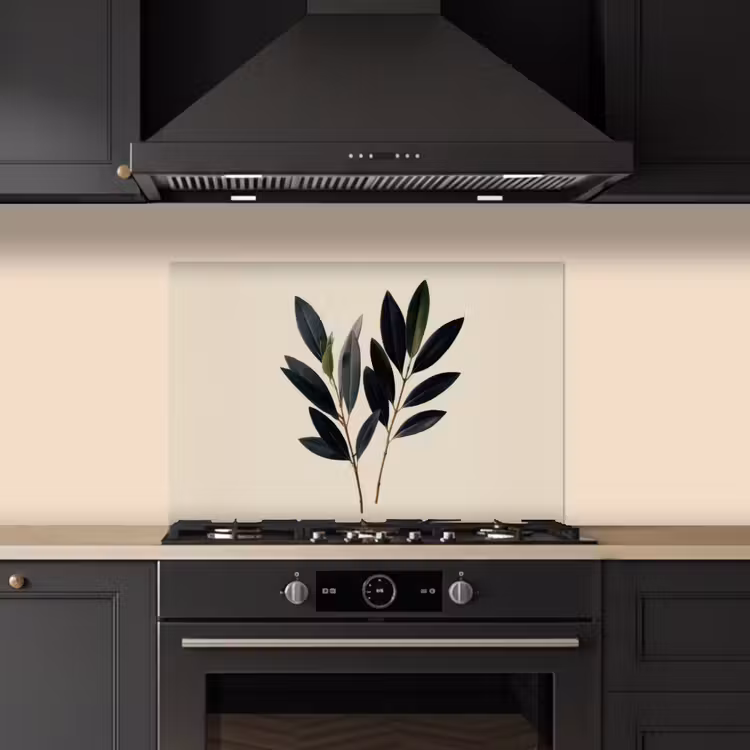 Ovaalvormige bladeren - Diep groen - Symmetrisch keuken achterwand spatscherm klein -sfeer1