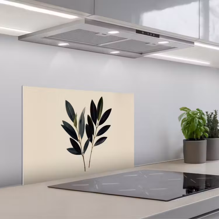 Ovaalvormige bladeren - Diep groen - Symmetrisch keuken achterwand spatscherm klein -3d_schuin