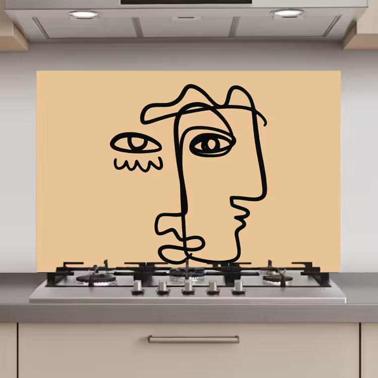 Overlappende profielen - Lichtbruin - Zwart keuken achterwand spatscherm klein -3d_website