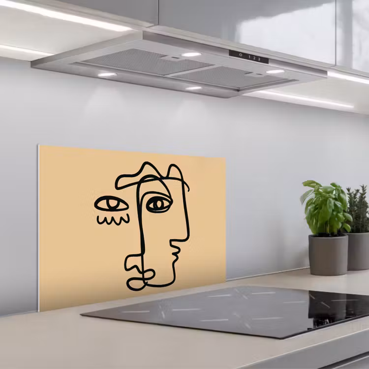 Overlappende profielen - Lichtbruin - Zwart keuken achterwand spatscherm klein -3d_schuin