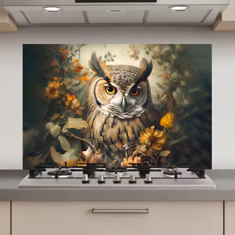 Uil - Vogels - Bloemen - Natuur keuken achterwand spatscherm klein -3d_website