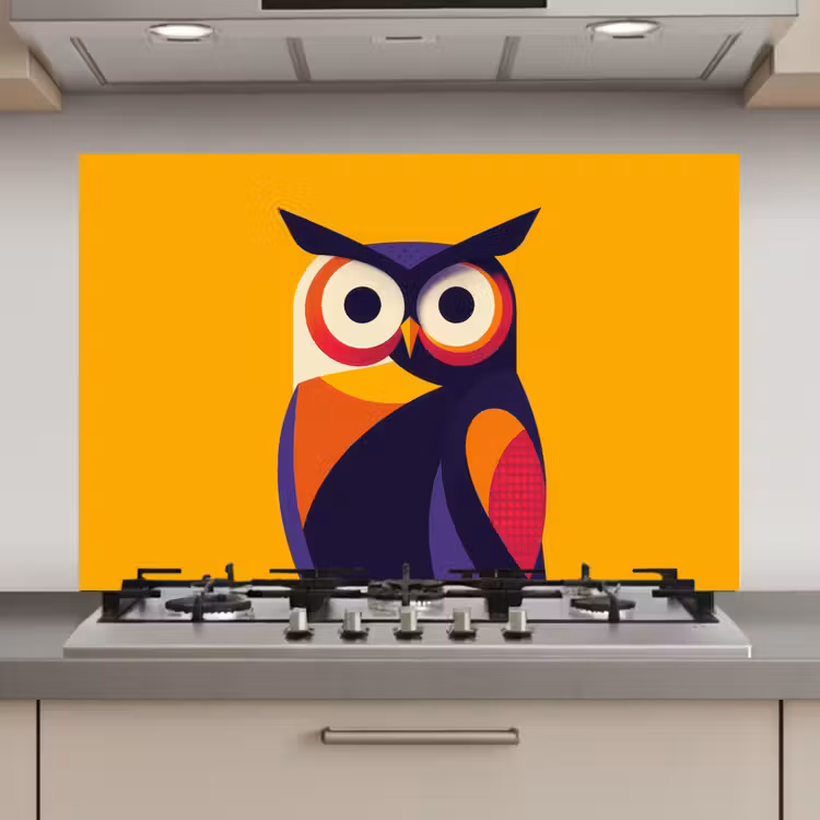Uil - Grafisch - Kleurrijk - Ogen keuken achterwand spatscherm klein -3d_website