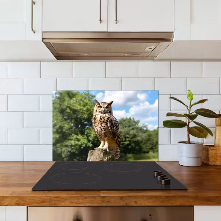 Uil - Boomstronk - Bos - Lucht keuken achterwand spatscherm klein -sfeer2
