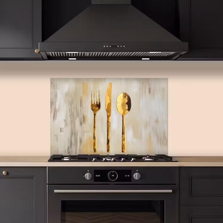 Verf - Goud - Bestek keuken achterwand spatscherm klein -sfeer1
