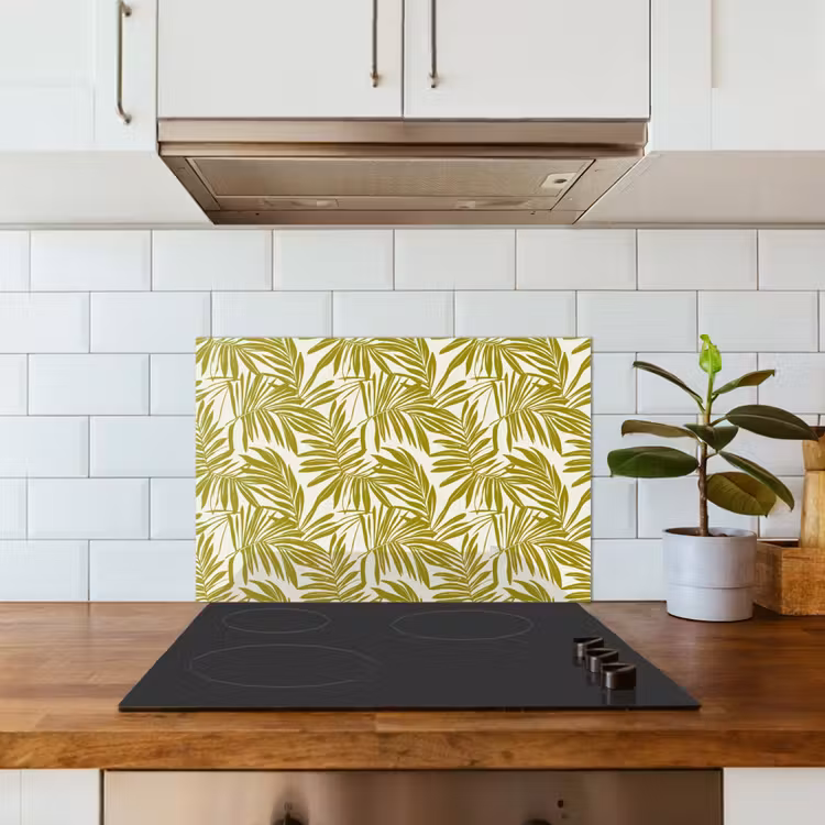 Palmblad - Patroon - Groen keuken achterwand spatscherm klein 900 -sfeer2