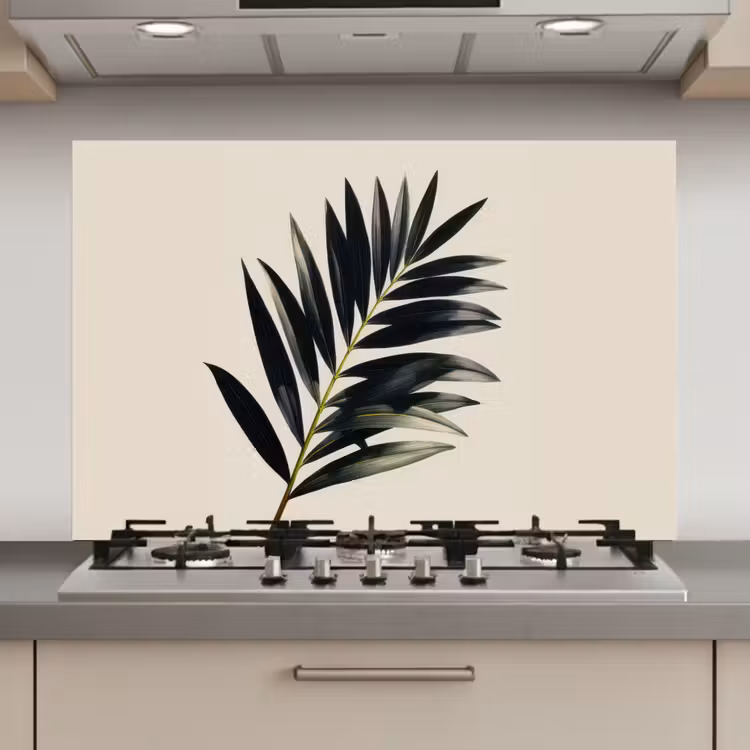 Palmblad - Subtiel - Groen - beige keuken achterwand spatscherm klein -3d_website