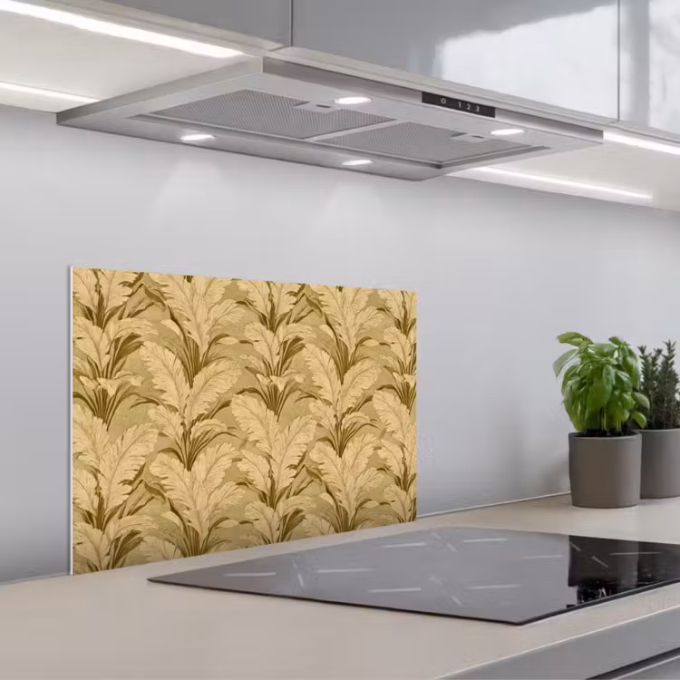 Palmbladeren - Klassiek - Groen keuken achterwand spatscherm klein 900 -3d_schuin
