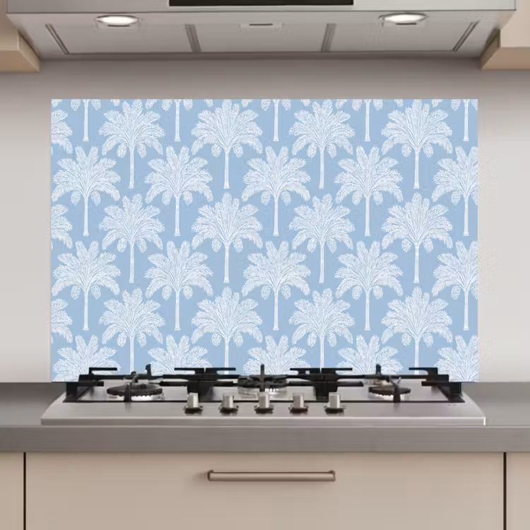 Palmboom - Modern - Blauw keuken achterwand spatscherm klein 900 -3d_website