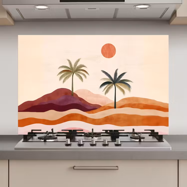 Palmbomen - Abstract - Zon - Heuvels keuken achterwand spatscherm klein -3d_website