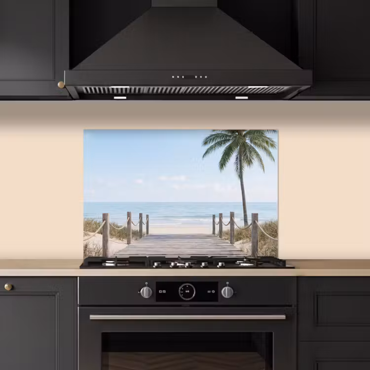 Palmbomen - Pad - Horizon keuken achterwand spatscherm klein -sfeer1