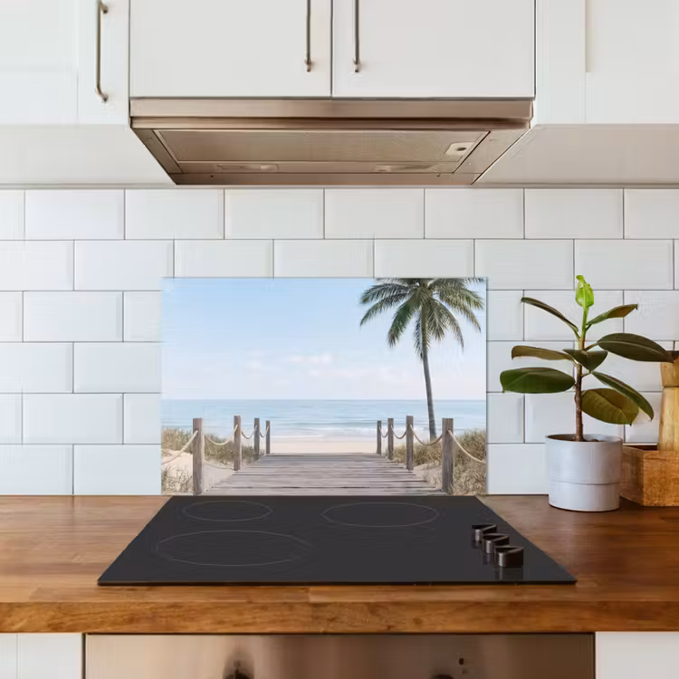 Palmbomen - Pad - Horizon keuken achterwand spatscherm klein -sfeer2