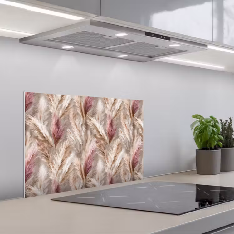 Pampasgras - Pluizig - Kleurrijk keuken achterwand spatscherm klein 900 -3d_schuin