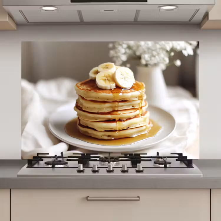 Pannenkoeken - Banaan - Siroop - Wit - Beige keuken achterwand spatscherm klein -3d_website